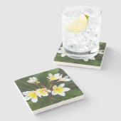 Frangipani Blossom Cluster Artistic Style Steinuntersetzer (Seitenansicht)