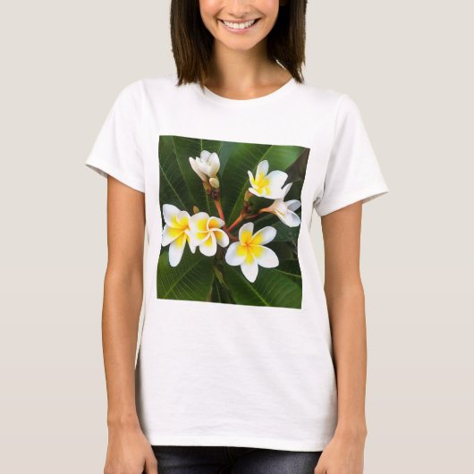 Frangipani Blossom Cluster Artistic Style T-Shirt (Vorderseite)