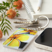 Frangipani Blume Aquarell Originale Kunstmalerei Schlüsselanhänger (Vorderseite rechts)