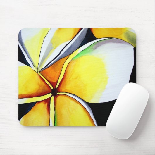 Frangipani Blume Aquarell Originale Malerei Mousepad (Mit Mouse)
