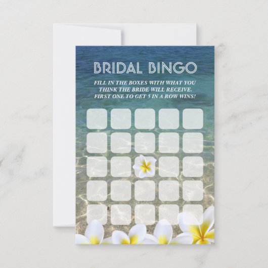 Frangipani Blume Beach Wedding Bridal Bingo Cards (Vorderseite)