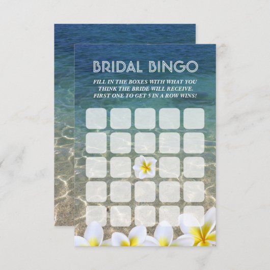 Frangipani Blume Beach Wedding Bridal Bingo Cards (Vorne/Hinten)