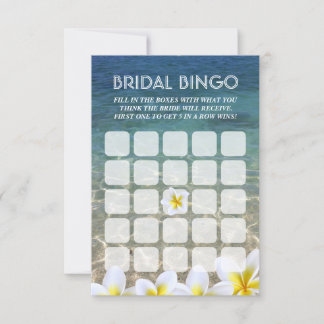 Frangipani Blume Beach Wedding Bridal Bingo Cards