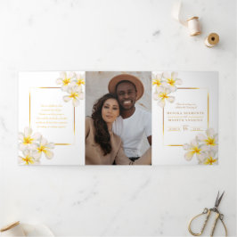 Frangipani-Blume Dreifach-gefaltete Programmkarte