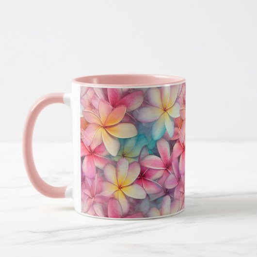 Frangipani Blume Farbenfroh Tropisch Gemustert Tasse (Links)