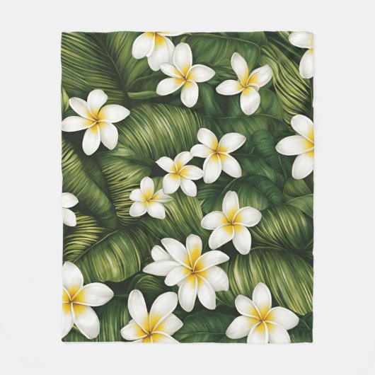Frangipani-Blume Fleecedecke (Vorderseite)