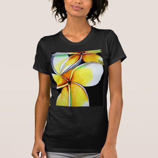 Frangipani Blume ist ein T - Shirt von schwarzen F (Vorderseite)