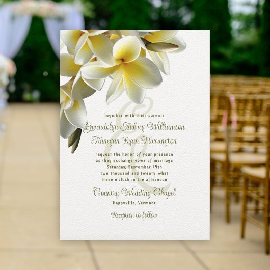 Frangipani Blume White Wedding Einladung