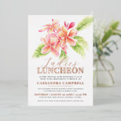 Frangipani-Blumendamen zum Mittagessen Geburtstag Folieneinladung (Stehend vorne)