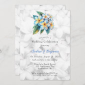 Frangipani Floral Hawaiian Wedding Celebration Einladung (Vorne/Hinten)