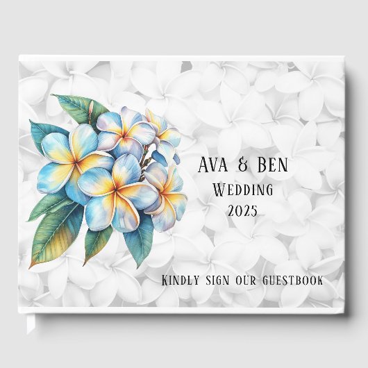 Frangipani Floral Hawaiian Wedding Gästebuch (Vorderseite)