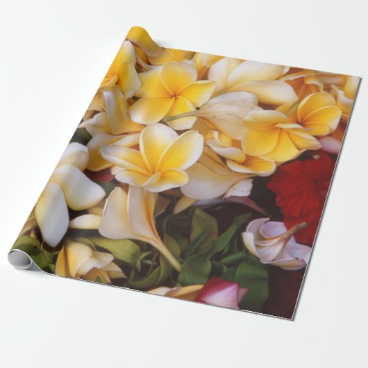 Frangipani Floral Wrapping Paper Geschenkpapier (Ungerollt)