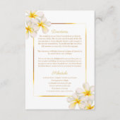 Frangipani-gelbe weiße Hochzeitsdetails Begleitkarte (Vorderseite)