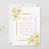 Frangipani goldtropisch nach Party Hochzeit Einladung (Vorderseite)