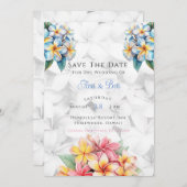 Frangipani Hawaiian Wedding Save the Date Card Einladung (Vorne/Hinten)