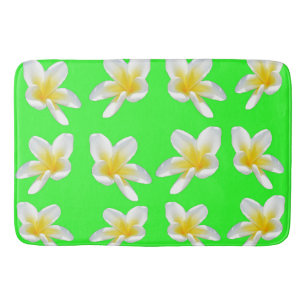 Frangipani-Muster, grün und gelb, Badematte