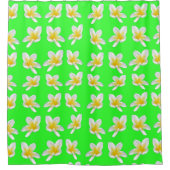 Frangipani-Muster, grün und gelb, Duschvorhang (Vorderseite)