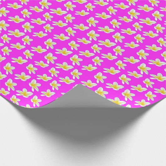 Frangipani-Muster in heiß rosa und gelb, Geschenkpapier (Ecke)