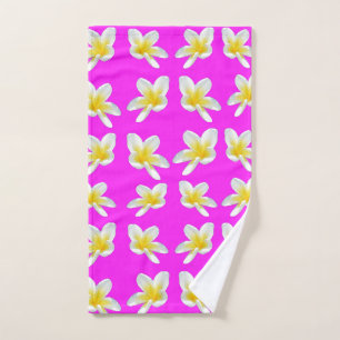 Frangipani-Muster in heiß rosa und gelb, Handtuch