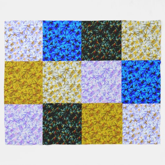 Frangipani Patchwork Style Blanket, Fleecedecke (Vorderseite (Horizontal))