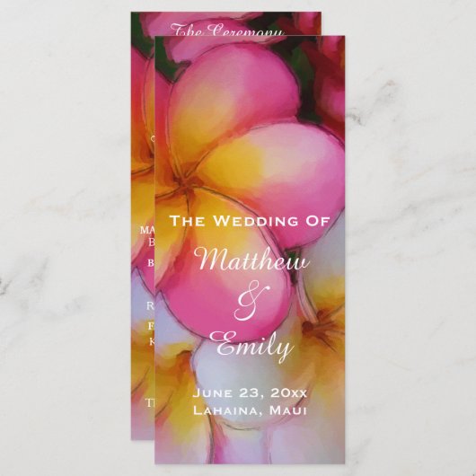 Frangipani Plumeria Blume Hochzeitsprogramm Programm (Vorne/Hinten)