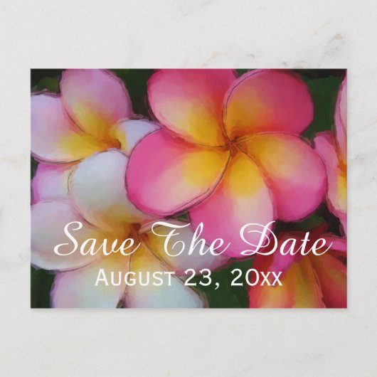 Frangipani Plumeria Blume Save the Date Hochzeit Ankündigungspostkarte (Vorderseite)