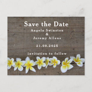 Frangipani / Plumeria Save the Date Wedding Card Ankündigungspostkarte