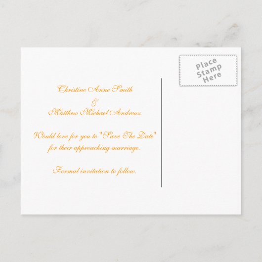 Frangipani - Save the Date Ankündigungspostkarte (Rückseite)