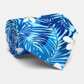 Frangipani und blaues Palmenblatt Krawatte (Gerollt)