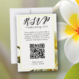 Frangipani Vertical QR Code Wedding RSVP Einladung