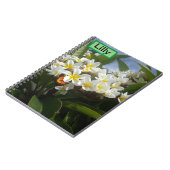 Frangipanis mit Schmetterling, individuelles Noteb Notizblock (Linke Seite)
