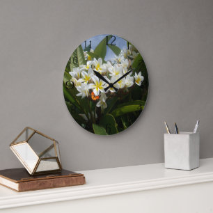 Frangipanis mit Schmetterling, Uhr