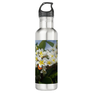 Frangipanis mit Schmetterling, Wasserflasche Edelstahlflasche