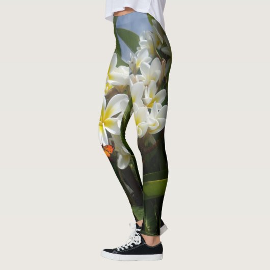Frangipanis With Butterfly, Full Print Leggings (Links)