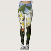 Frangipanis With Butterfly, Full Print Leggings (Vorderseite)