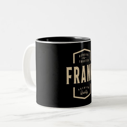Frank Genuine und Trusted - Name Frank Zweifarbige Tasse (Vorderseite Links)