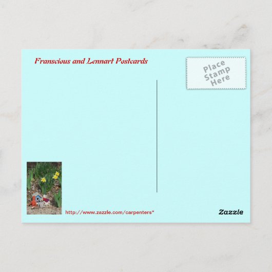 Frank, Leo und Mandarin Postkarte (Rückseite)