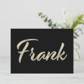Frank Name white gold Handwriting Karte (Stehend Vorderseite)