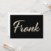 Frank Name white gold Handwriting Karte (Vorderseite/Rückseite Beispiel)
