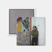 Frank Stella neben einem seiner Werke Magnet (Vorderseite/Rückseite)