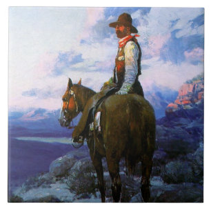 Frank Tenney Johnson Western Art "Der Viehdieb" Fliese