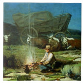 Frank Tenney Johnson Western Art "Lonely Night" Fliese (Vorderseite)