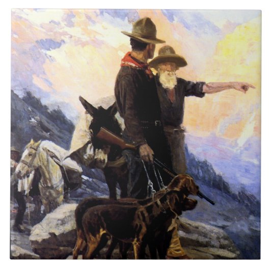 Frank Tenney Johnson Western Art "Mountain Hunt" Fliese (Vorderseite)