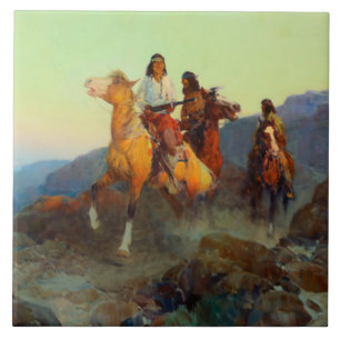 Frank Tenney Johnson Western Art "Renegade Apache" Fliese