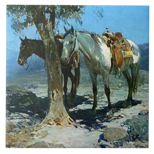 Frank Tenney Johnson Western Art "Silent Night" Fliese (Vorderseite)