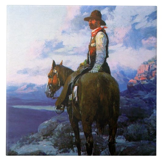 Frank Tenney Johnson Western Art "The Rustler" Fliese (Vorderseite)