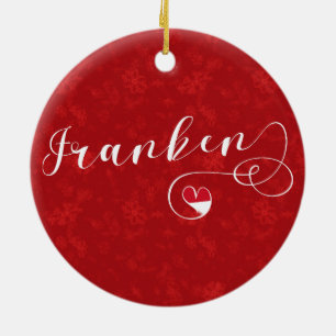 Franken, Französisches Flaggenherz, Franken Keramik Ornament