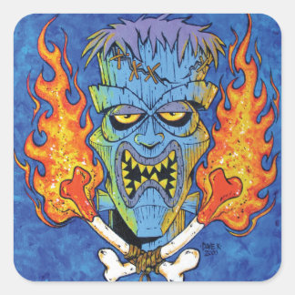 Franken-Tiki Quadratischer Aufkleber