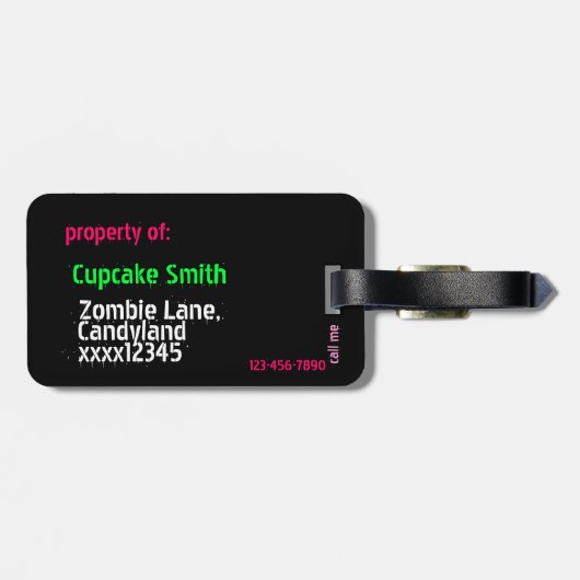 Frankencupcake-Gepäckträger Gepäckanhänger (Rückseite horizontal)