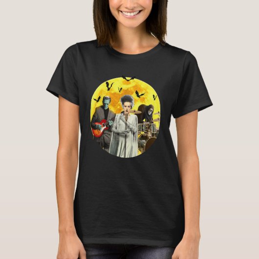 Frankenguitar Frankenstein mit Bride & Igor Hallo T-Shirt (Vorderseite)